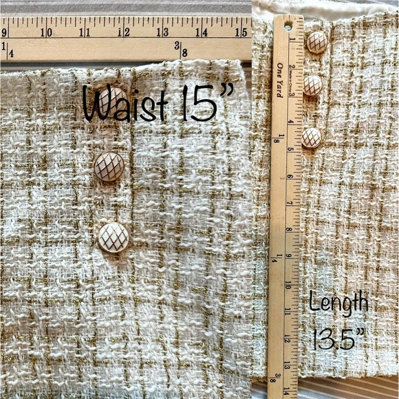 Di Di Classic Women’s Tweed Style Double-Button Front Sailor Shorts Beige ~New~ - Picture 8 of 12